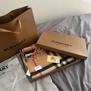 Beige and Black Checkered Scarf